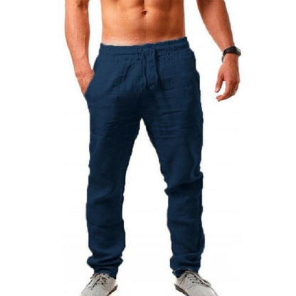 Lightweight Men's Linen Pants - Breathable Casual Trousers in Neutral Colors for Summer Comfort-5