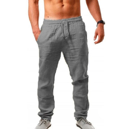 Variant image for Men's Linen Summer Pants, Lightweight Breathable Casual Trousers for Warm Weather, Relaxed Fit in Neutral Shades-13