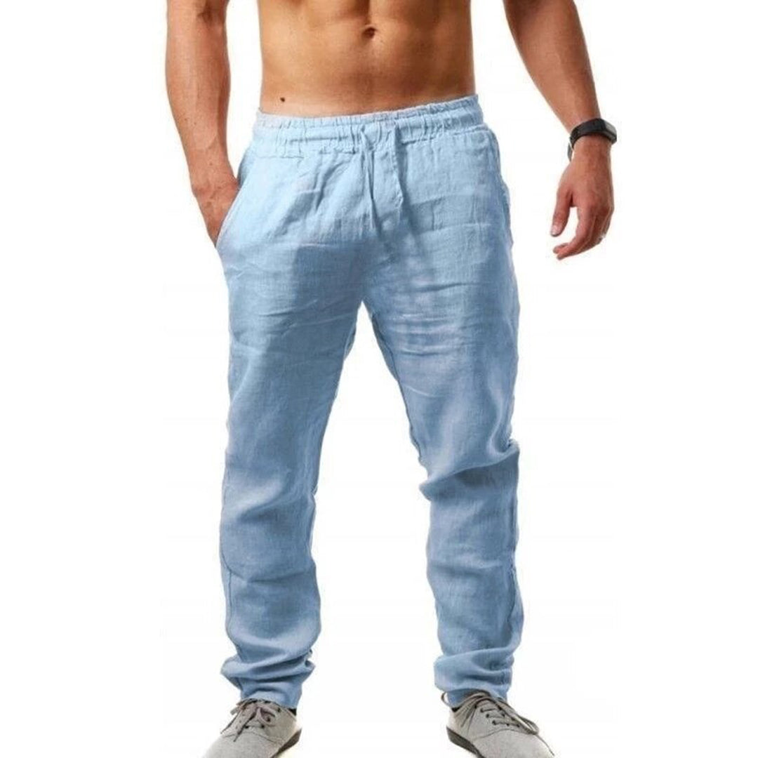Variant image for Men's Linen Summer Pants, Lightweight Breathable Casual Trousers for Warm Weather, Relaxed Fit in Neutral Shades-31