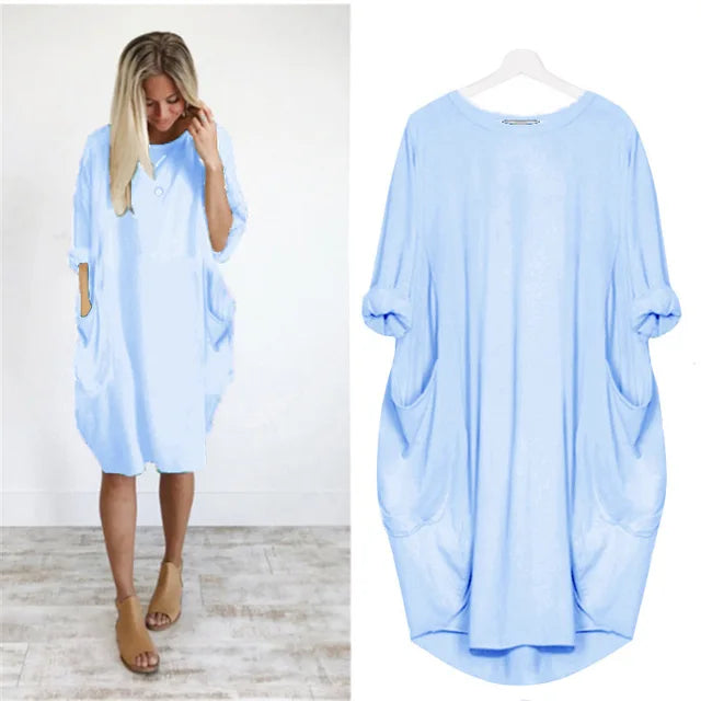 Variant image for Plus Size Women's Dress with Pockets, Oversize Relaxed Fit, Soft Lightweight Fabric, Sizes S-5XL-17