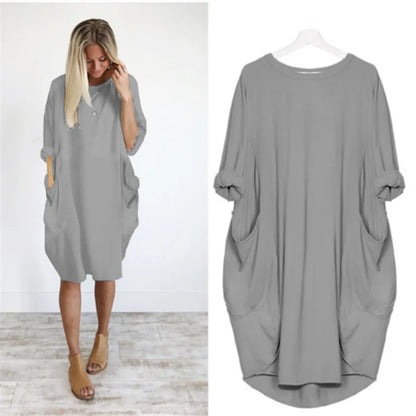 Plus Size Women's Dress with Pockets, Oversize Relaxed Fit, Soft Lightweight Fabric, Sizes S-5XL-2