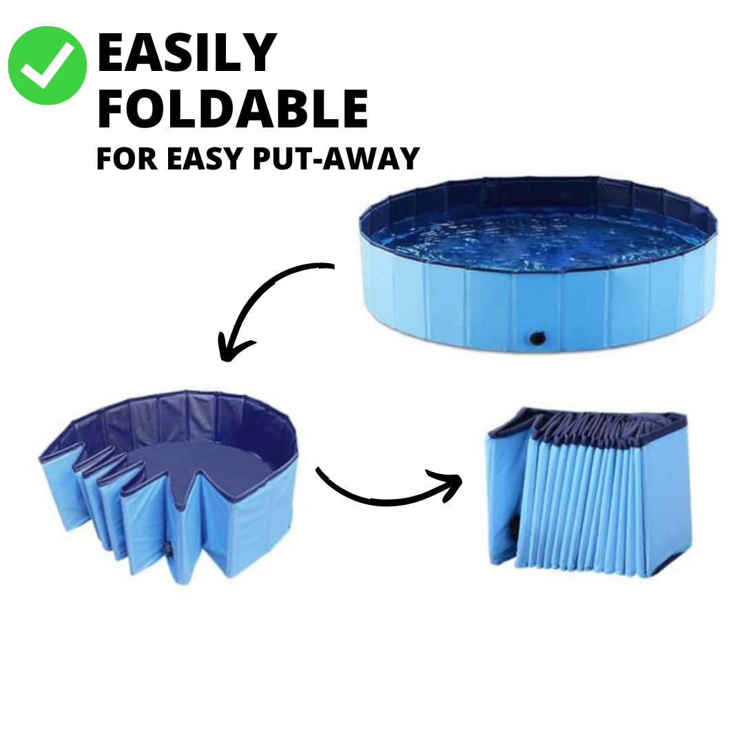 Pop-Up Dog Pool Foldable - Outdoor Bath And Pool For Pets, Summer 2025 Simple Setup, Side Drain, Sturdy Lining