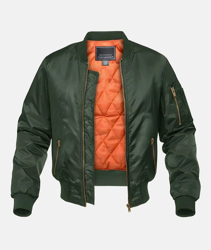 Water-Resistant Mens Bomber Jacket - Pilot Style, Nylon, Winter