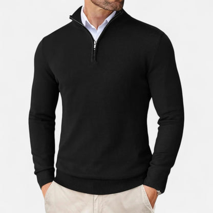 Light Timeless Men’s Knit Sweater - Zip Collar, Cotton
