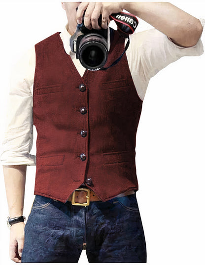 Stylish Men's Waistcoat Vest with Button Closure, Classic Design for Formal and Casual Occasions, Premium Fabric Blend-6