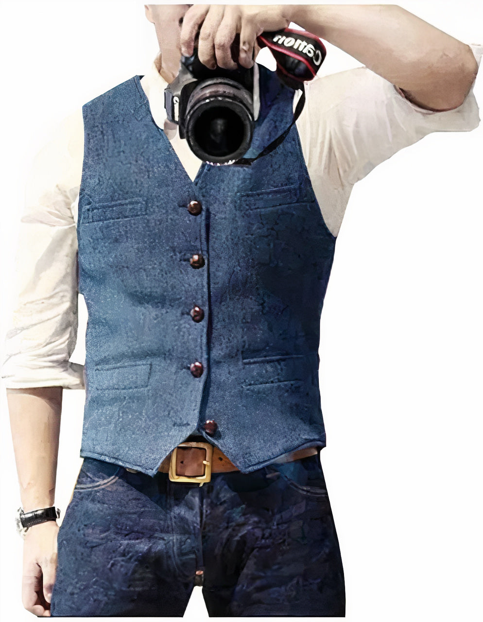 Stylish Men's Waistcoat Vest with Button Closure, Classic Design for Formal and Casual Occasions, Premium Fabric Blend-1