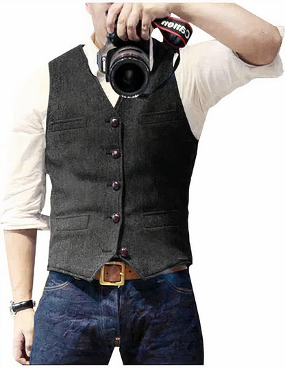 Stylish Men's Waistcoat Vest with Button Closure, Classic Design for Formal and Casual Occasions, Premium Fabric Blend-2