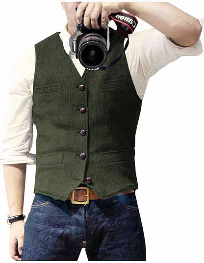 Stylish Men's Waistcoat Vest with Button Closure, Classic Design for Formal and Casual Occasions, Premium Fabric Blend-3