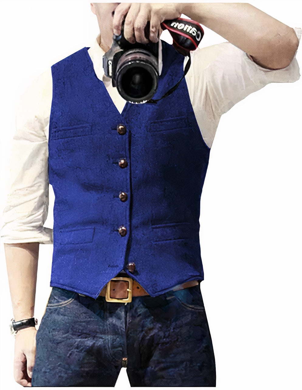 Stylish Men's Waistcoat Vest with Button Closure, Classic Design for Formal and Casual Occasions, Premium Fabric Blend-5