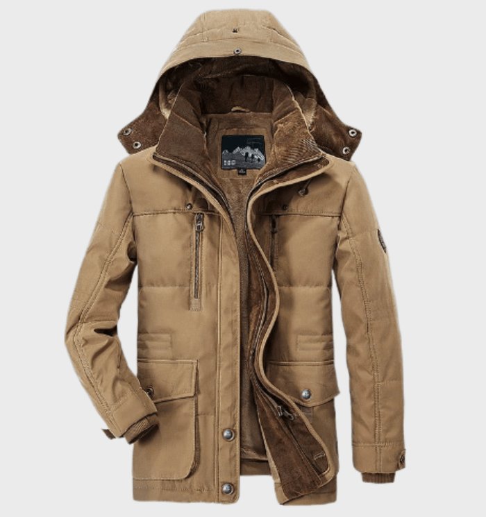 Water-Resistant Cozy Men's Winter Jacket - Hip Fleece Lined