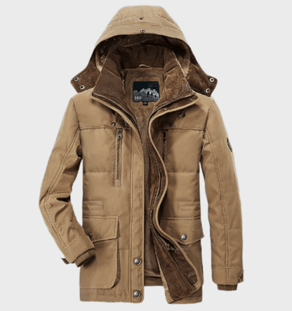 Water-Resistant Cozy Men's Winter Jacket - Hip Fleece Lined