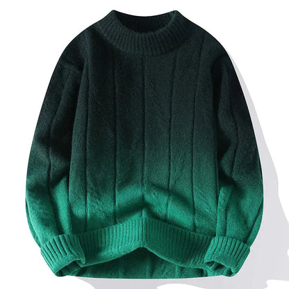 Plush Timeless Men's Gradient Knit Sweater - Crewneck Wool