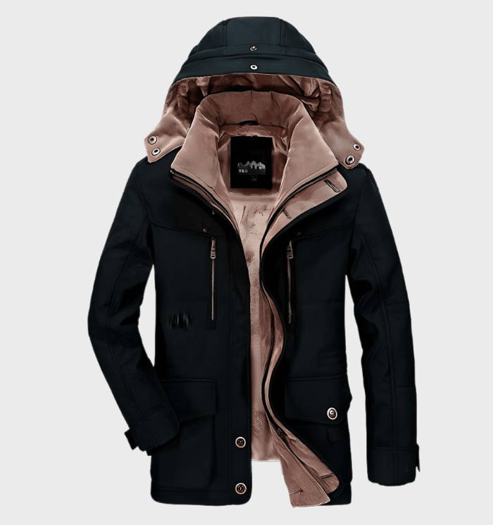 Water-Resistant Cozy Men's Winter Jacket - Hip Fleece Lined