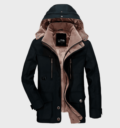 Water-Resistant Cozy Men's Winter Jacket - Hip Fleece Lined