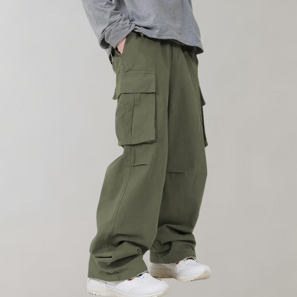 Flexible men's cargo pants – straight leg design, breathable fabric, for summer activities 1