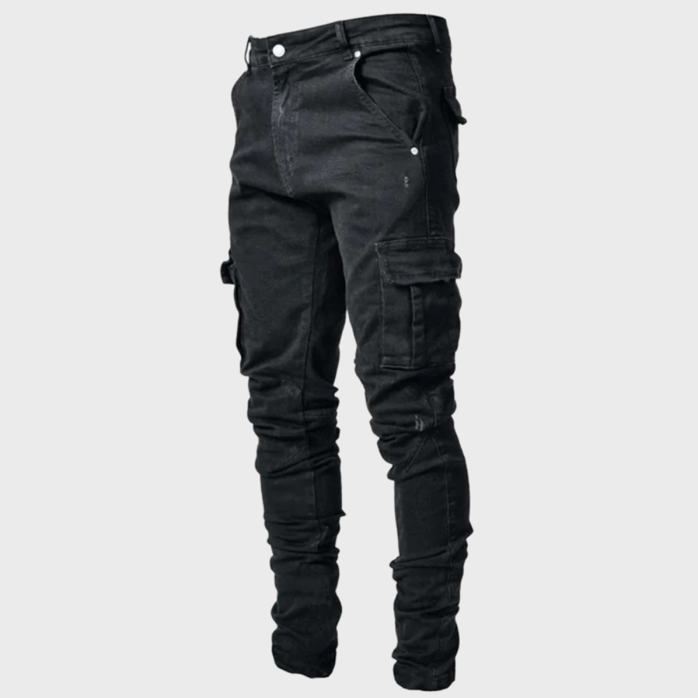 Flexible men's casual jeans – ultra-stretch design, breathable cotton, for summer 0
