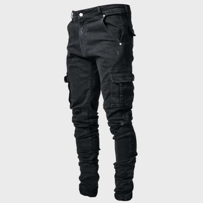 Flexible men's casual jeans – ultra-stretch design, breathable cotton, for summer 0
