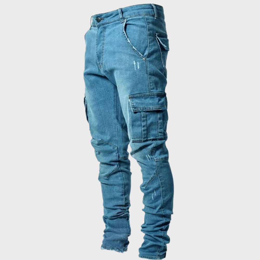 Flexible men's casual jeans – ultra-stretch design, breathable cotton, for summer 2