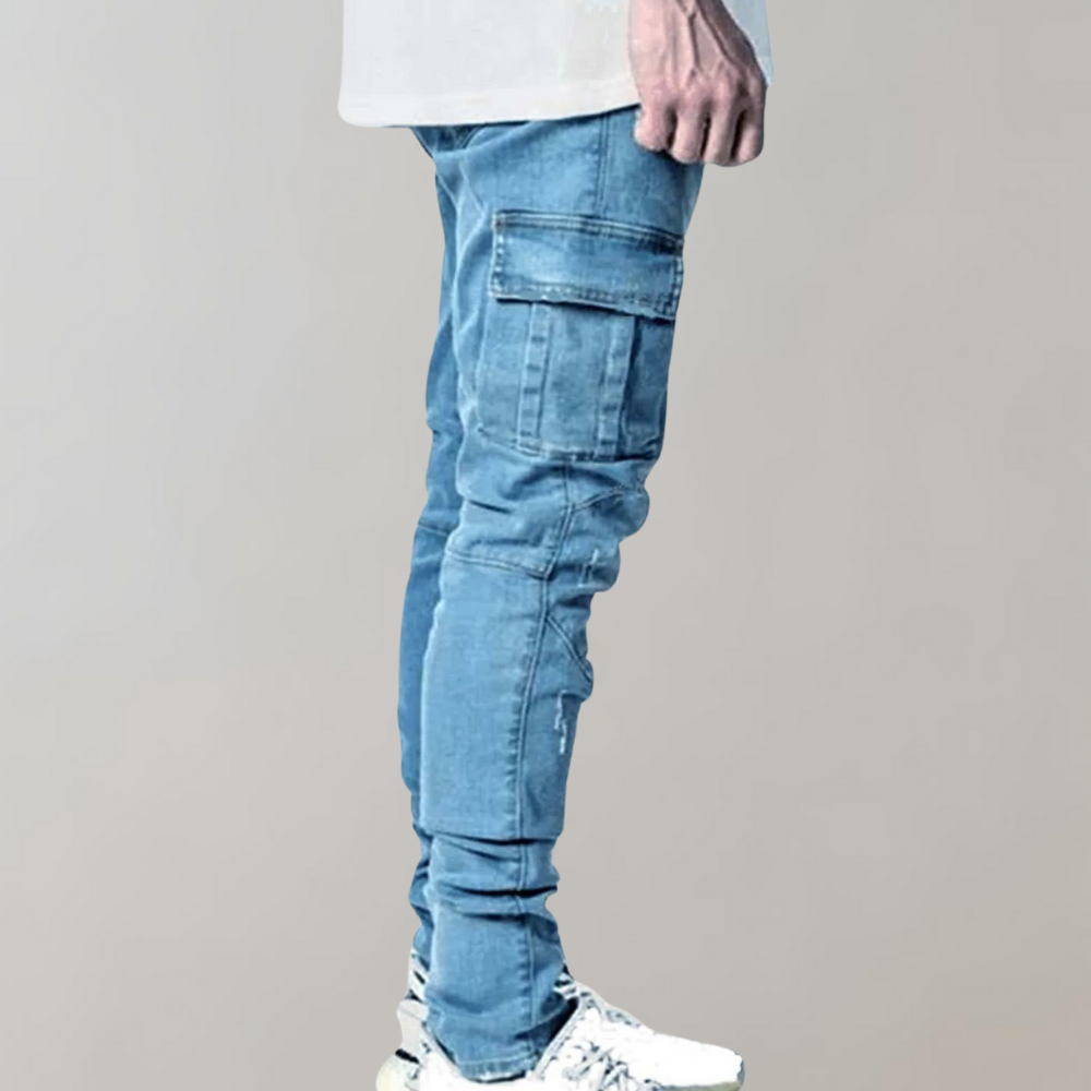Flexible men's casual jeans – ultra-stretch design, breathable cotton, for summer 3