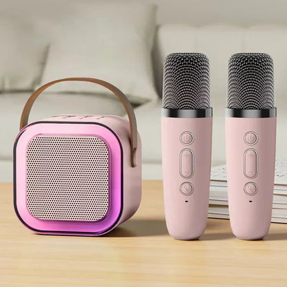 Travel-Friendly Bluetooth Karaoke Machine with Cordless Microphones - Fun Family Singing Gift