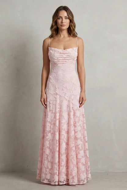 Plush women's dress - backless lace-up, lace-overlay chiffon, for formal occasions