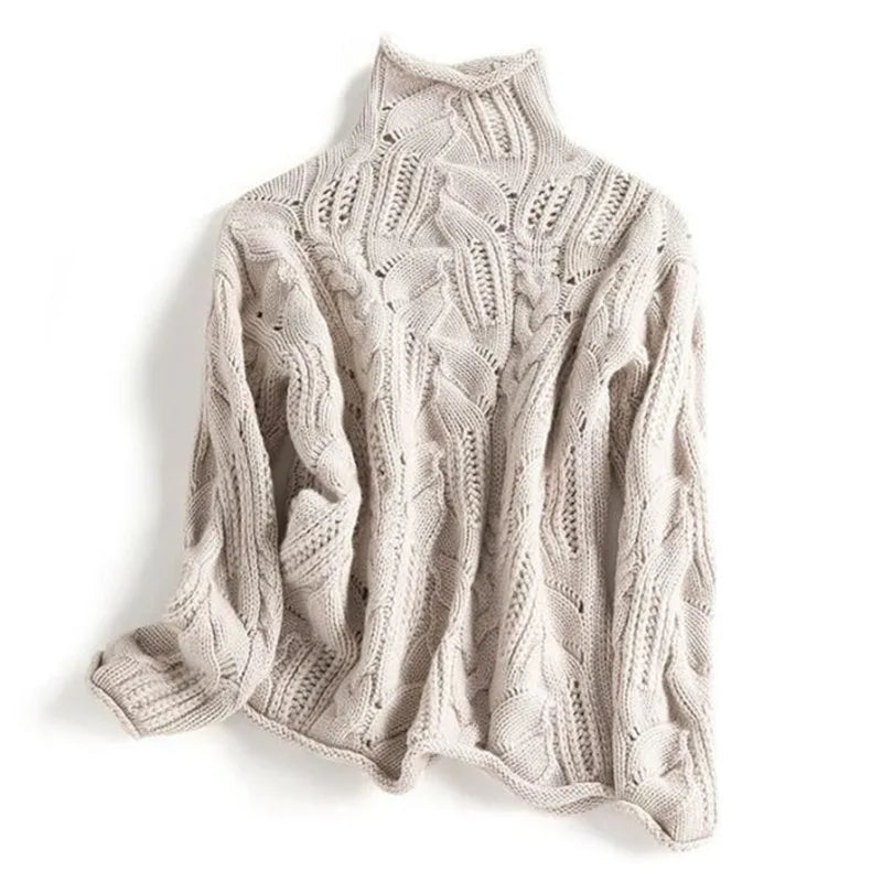 Plush Women’s Cashmere Sweater - Cable Knit, Cashmere, Casual