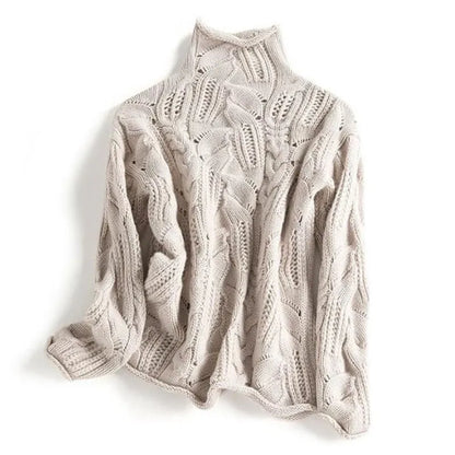 Plush Women’s Cashmere Sweater - Cable Knit, Cashmere, Casual