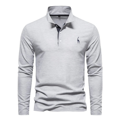 Plush Timeless Mens Long Sleeve Polo - Collared Cotton Casual