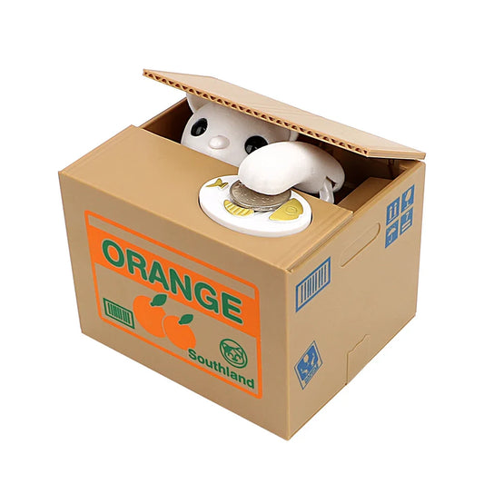 Cat Automated Coin Bank - Plastic Saving Money Box for Kids, Creative Piggy Bank Toy Gift