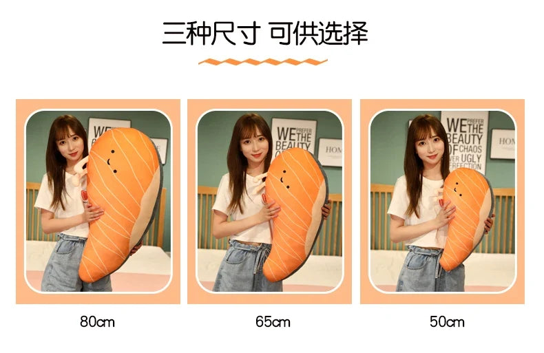 Plush Salmon Pillow Realistic Food Cushion Cozy Gift