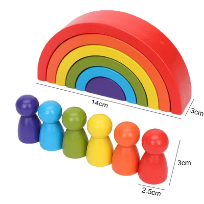 Rainbow Wooden Blocks Montessori Stacking Toys Wood Building Blocks Back to School 2025 Educational STEM Gift