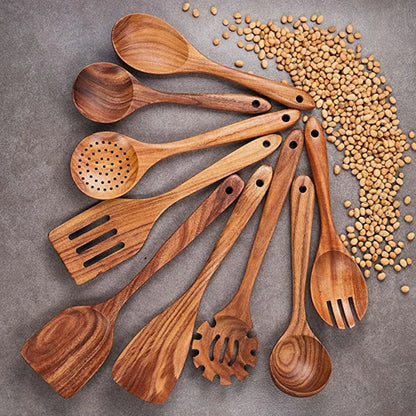 Eco-Friendly Cooking Spoons Non-Stick Safe 2026 – Organic Teak Wooden Kitchen Utensil Kit