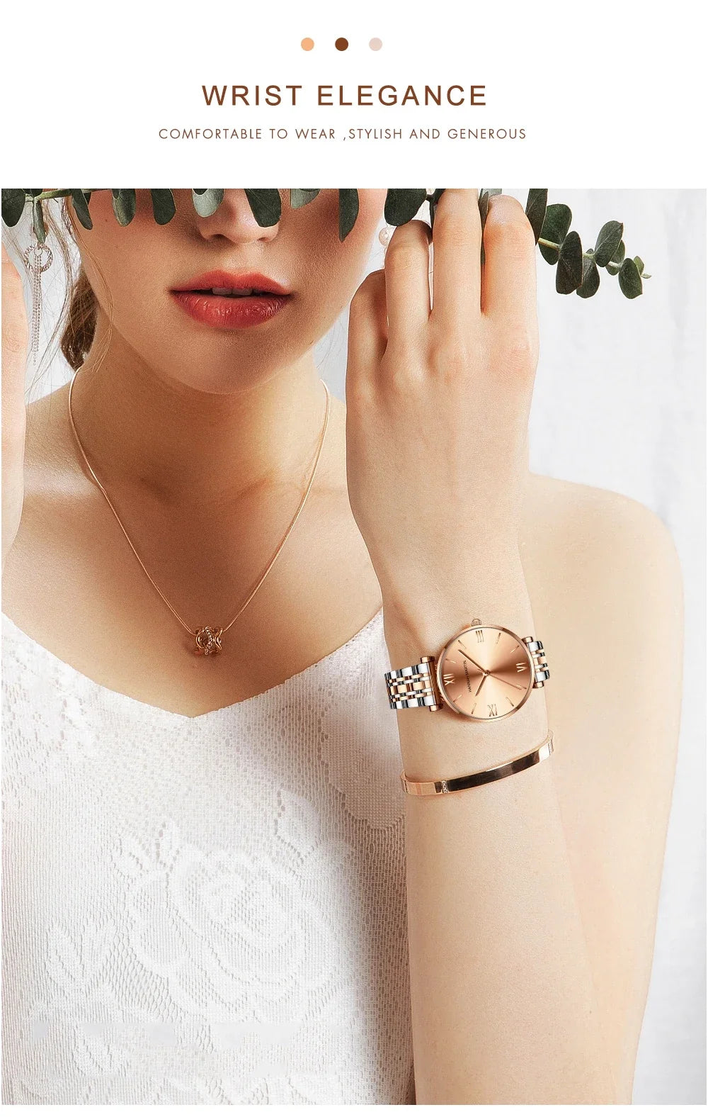 women's Timeless rose gold quartz wristwatch - stainless steel water-resistant minimalist round dial