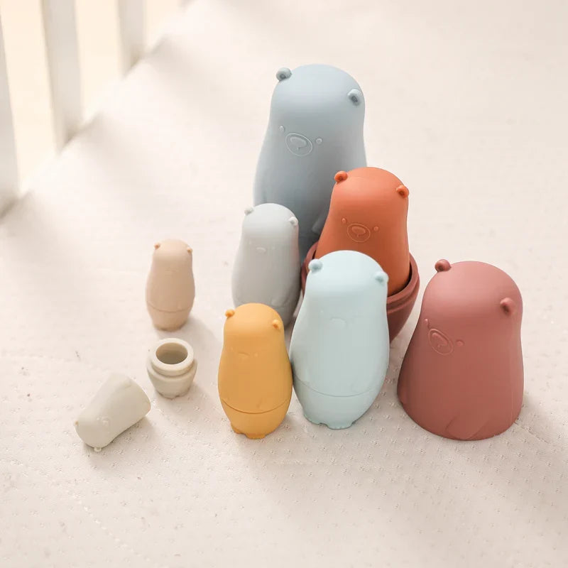 Silicone Stacking Toy Nesting Bear Matryoshka Kit Holiday Gift 2025 BPA Free Educational Toy
