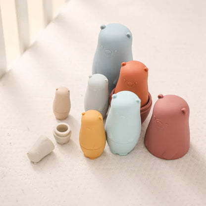 Silicone Stacking Toy Nesting Bear Matryoshka Kit Holiday Gift 2025 BPA Free Educational Toy
