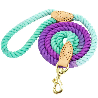 Dog Leash Rope Nylon Heavy Duty Walking Lead Hiking Training Fall 2025 Cozy Leather Wrapped Grip