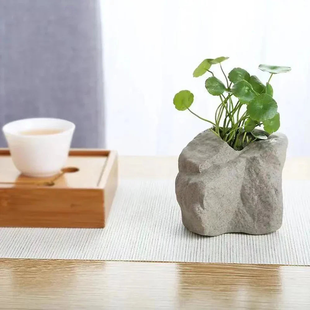 Ceramic Vase Stone Texture Tabletop Sculpture Vase Household Decor Fall 2025 Wedding Centerpiece Rustic Gift