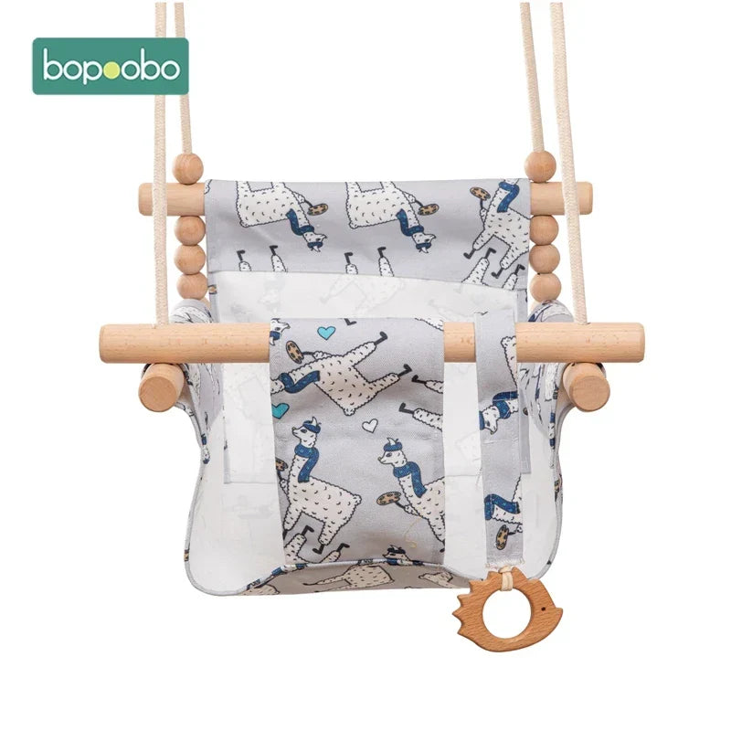 Swing Baby Canvas Seat Infant Hanging Swing 0-12 Months Wooden Rope Nursery Fall 2025 Safe Seat Belt