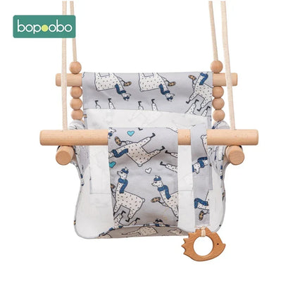Swing Baby Canvas Seat Infant Hanging Swing 0-12 Months Wooden Rope Nursery Fall 2025 Safe Seat Belt