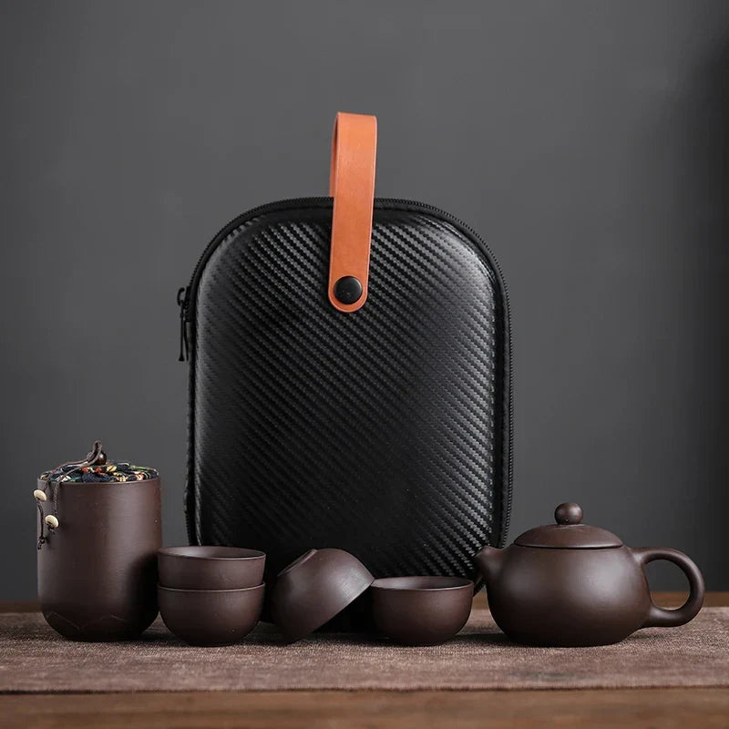 Tea Kit Purple Sand Travel-Friendly Gaiwan Travel Tea Ceremony Kit Fall 2025 Yixing Clay Outdoor Gift
