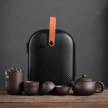 Tea Kit Purple Sand Travel-Friendly Gaiwan Travel Tea Ceremony Kit Fall 2025 Yixing Clay Outdoor Gift