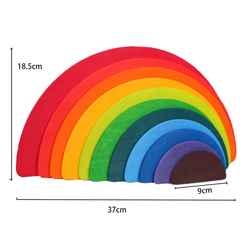 Rainbow Wooden Blocks Montessori Stacking Toys Wood Building Blocks Back to School 2025 Educational STEM Gift