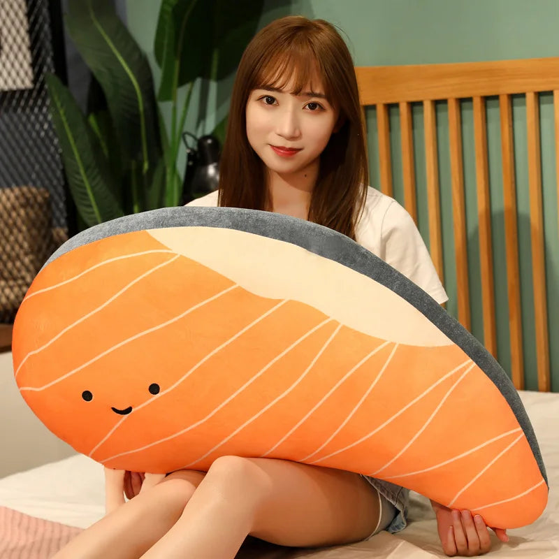 Plush Salmon Pillow Realistic Food Cushion Cozy Gift