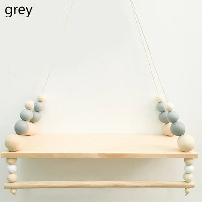Wooden Wall Shelf With Clothes Rack Scandinavian Hanging Shelf Kids Room Fall 2025 Rope Storage Organizer