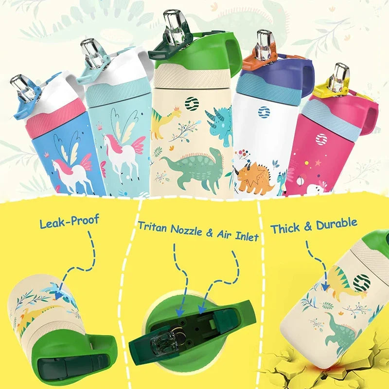 Water Kids Bottle 350ml Vacuum Insulated Thermos Healthy Straw BPA Free Back to School 2025 Hot Cold 24H