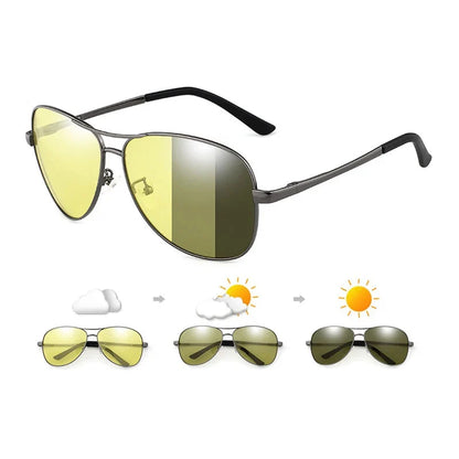 Timeless Pilot Photochromic Sunglasses for Men Women - Chameleon Polarized Driving Glasses