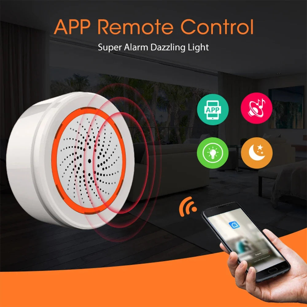 Tuya Zigbee Smart Siren Alarm with Strobe Alerts USB Power Supply for Household Security