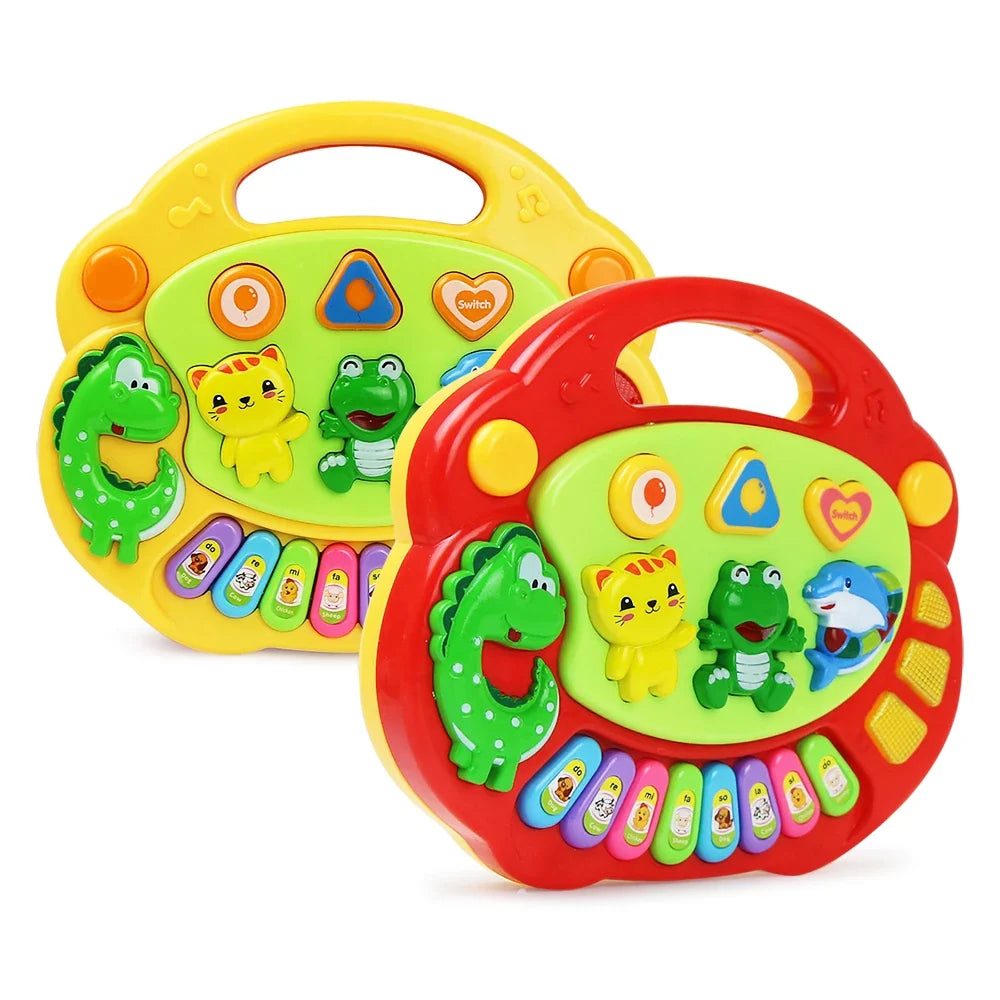 Cartoon Kids Piano Keyboard Game - Animal Sounds Music Toy, Educational Instrument for Babies and Toddlers, Flashing Light Fun