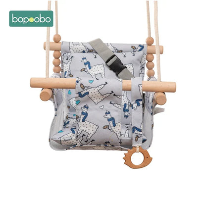 Swing Baby Canvas Seat Infant Hanging Swing 0-12 Months Wooden Rope Nursery Fall 2025 Safe Seat Belt