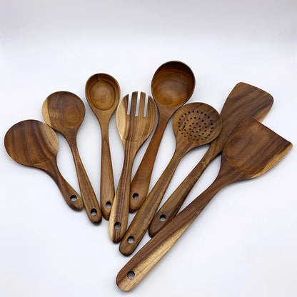 Eco-Friendly Cooking Spoons Non-Stick Safe 2026 – Organic Teak Wooden Kitchen Utensil Kit